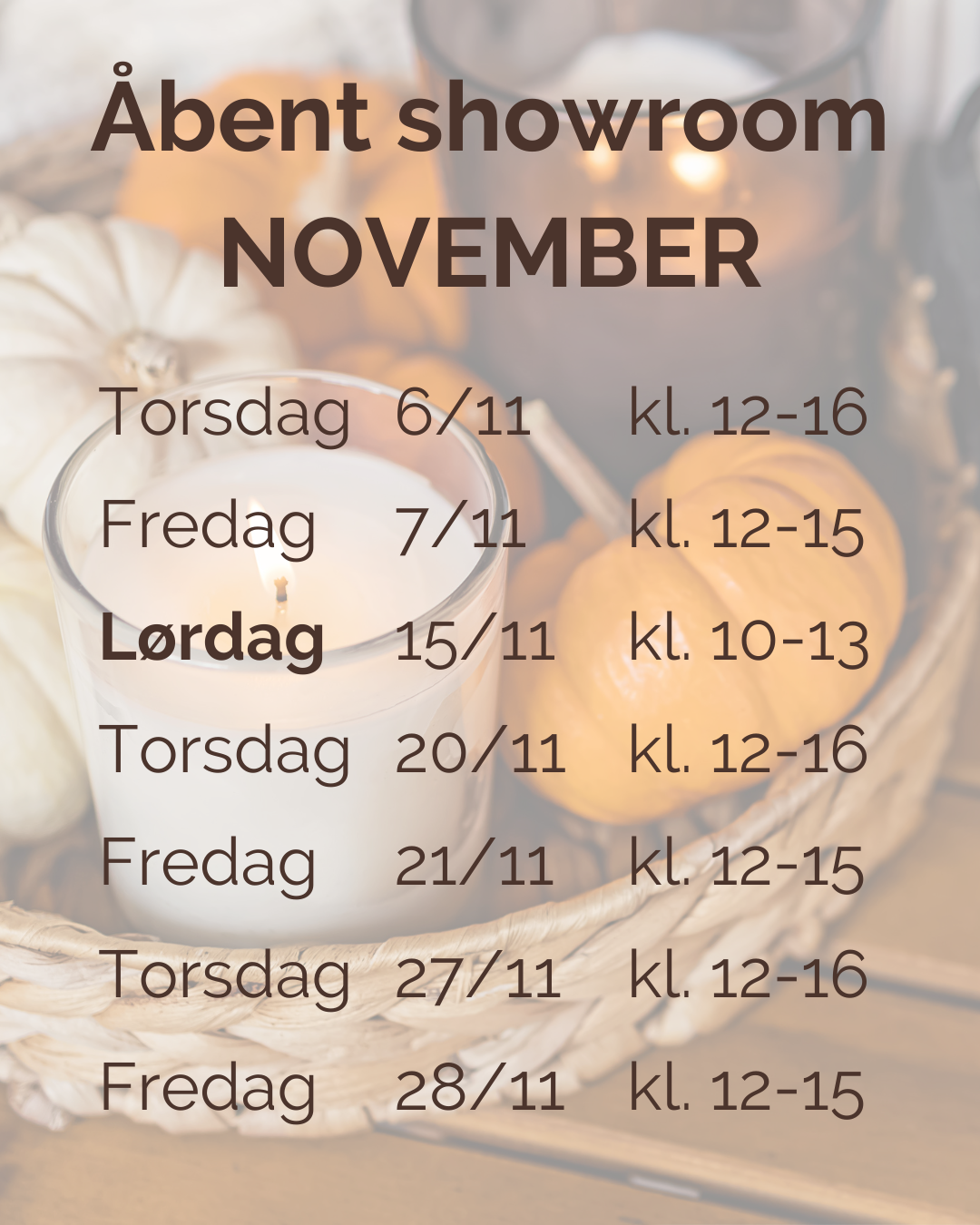 November åbningstider Lenes Garage