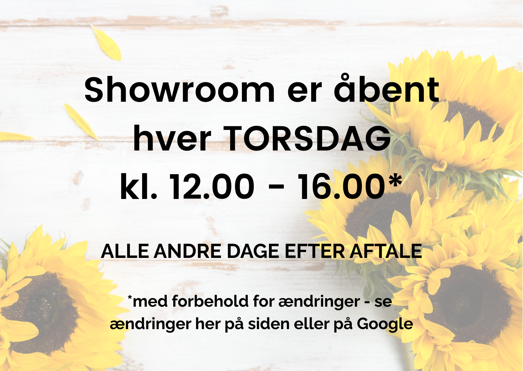 Åbningstider showroom butik