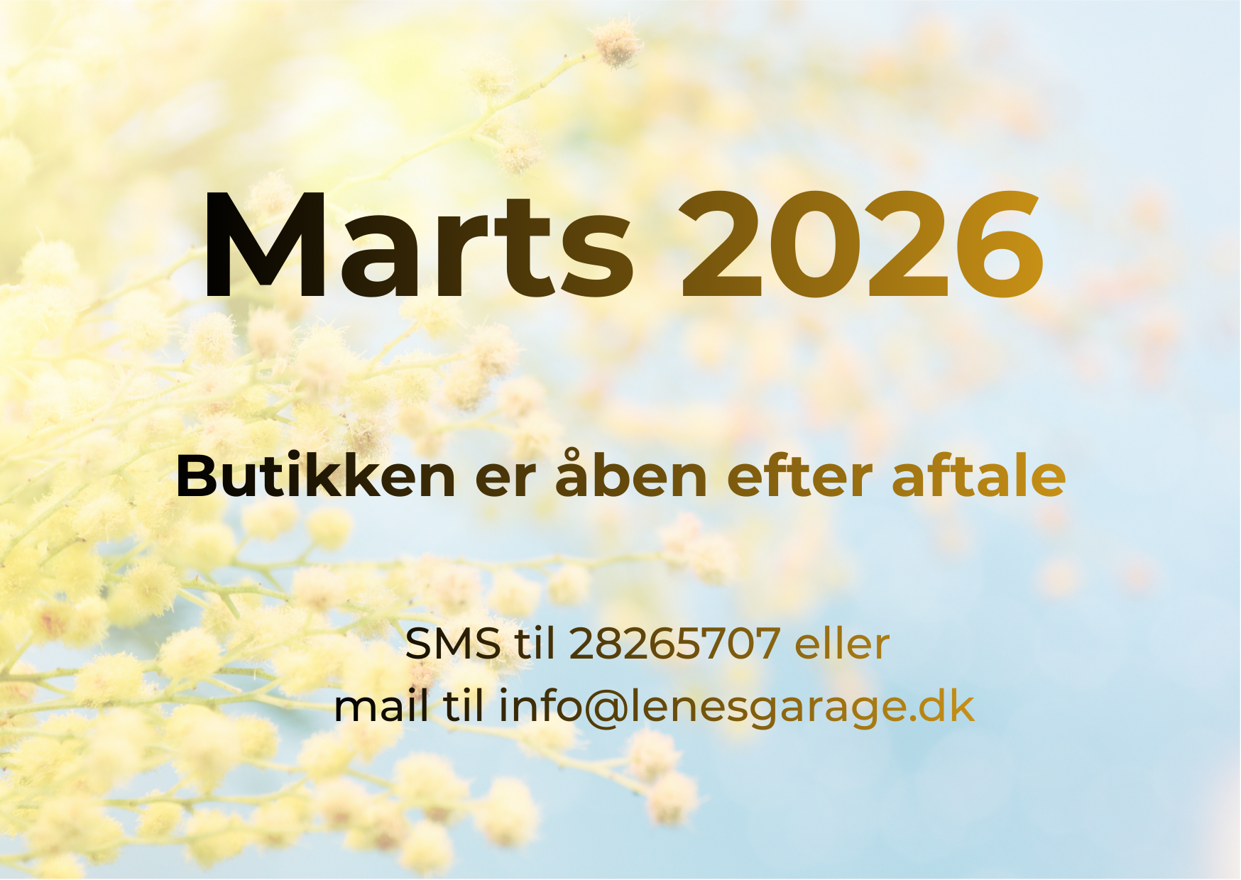 Marts åbningstider (åben efter aftale)