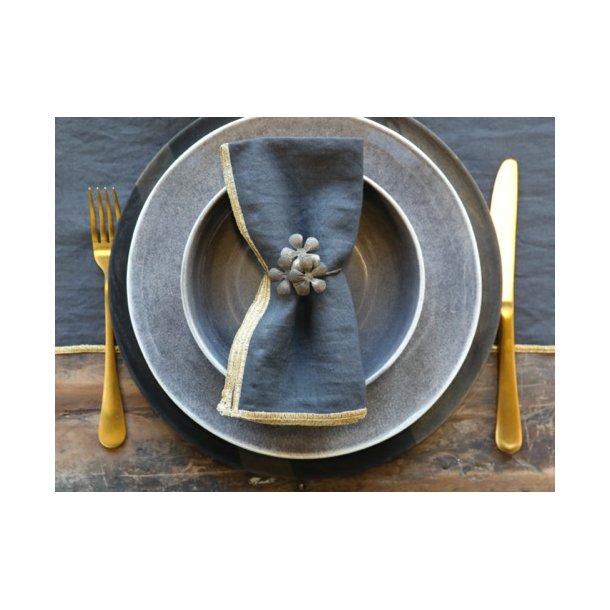 Servietring m/blomst - antique messing 