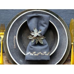 Servietring m/blade - antique messing