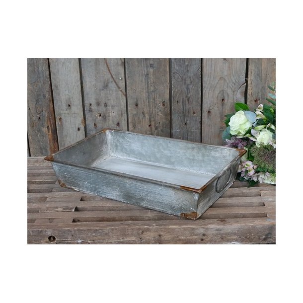 Zinkbakke med hndtag - antique zink 