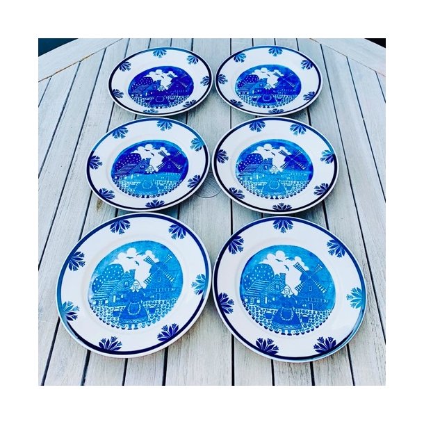 Tallerkener med blt motiv (6 stk)
