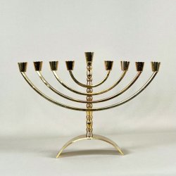 Lille forgyldt Menorah - 9-armet lysestage
