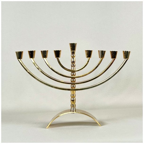 Lille forgyldt Menorah - 9-armet lysestage