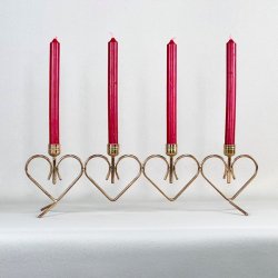 Lysestage t/kertelys, messing hjerte