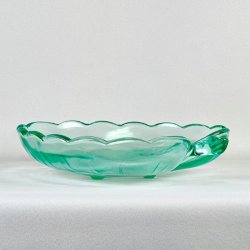 Glasskl - stor, bleformet, lysegrn 