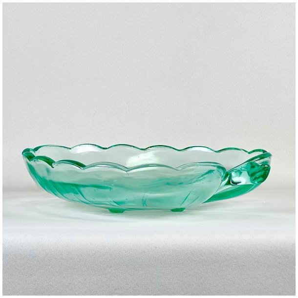 Glasskl - stor, bleformet, lysegrn 