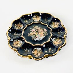 �ggefad - Vintage til 12 �g, bl�sort med fugle