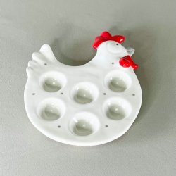 �ggefad - fransk, hvid porcel�n til 6 �g 