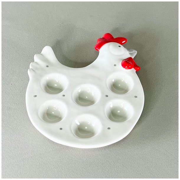 �ggefad - fransk, hvid porcel�n til 6 �g 