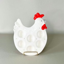 �ggefad - fransk, hvid porcel�n til 6 �g 