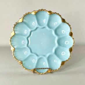 ggefad - vintage amerikansk, lysebl med guldkant (12 g)