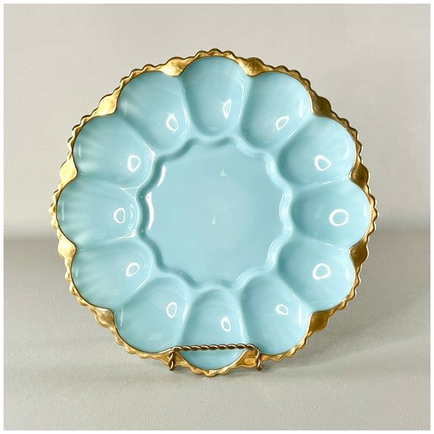 ggefad - vintage amerikansk, lysebl med guldkant (12 g)