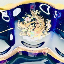 �ggefad - Vintage til 12 �g, bl�sort med fugle