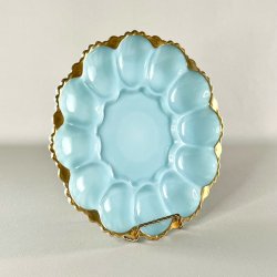 ggefad - vintage amerikansk, lysebl med guldkant (12 g)