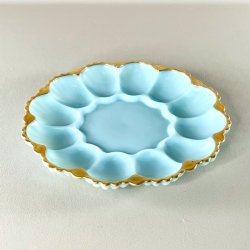 ggefad - vintage amerikansk, lysebl med guldkant (12 g)