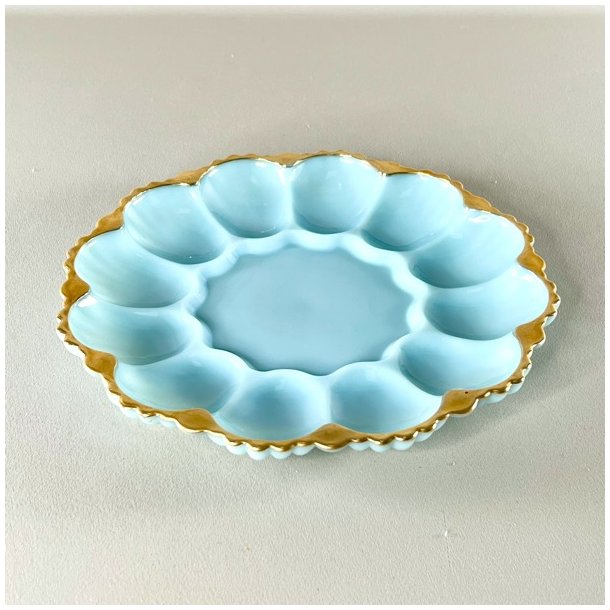 ggefad - vintage amerikansk, lysebl med guldkant (12 g)