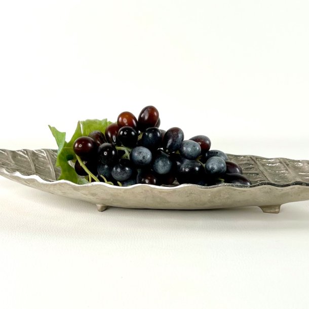 Bladformet fad - s�lvfarvet L49 cm