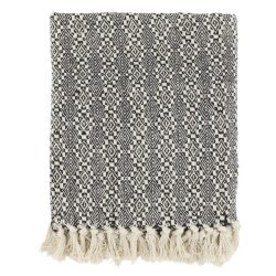 Aix Plaid - sort/beige mnster (130x150)