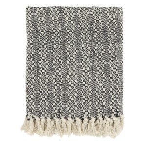 Aix Plaid - sort/beige mnster (130x150)