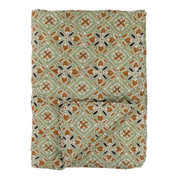 Aix Quilt m/batikmnster, verte og terracotta (130x180)