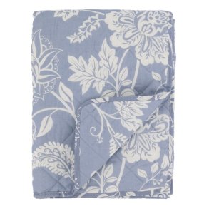Aix Quilt m/blomstermnster, sky blue (130x180)