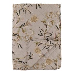 Aix Quilt m/blomstermnster, taupe (130x180)