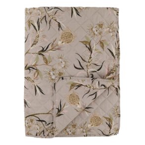 Aix Quilt m/blomstermnster, taupe (130x180)