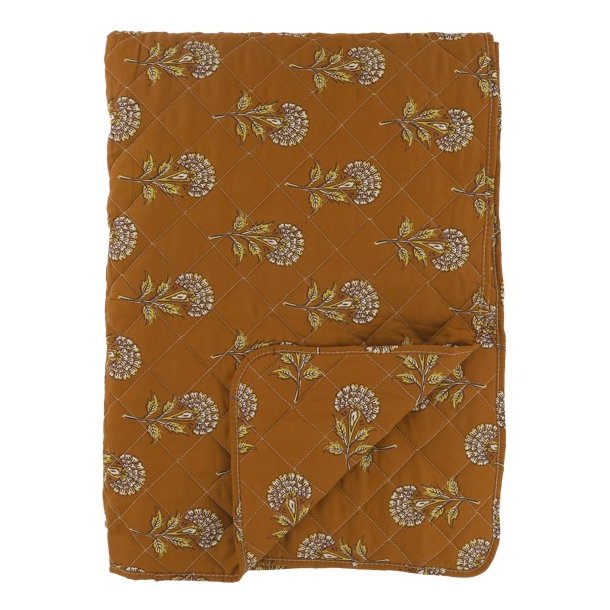 Aix Quilt m/blomstermnster, terracotta (130x180)