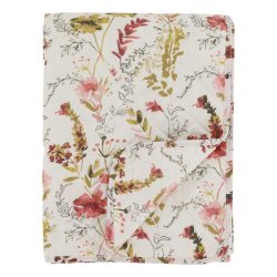 Aix Quilt m/vilde blomster, creme (130x180)