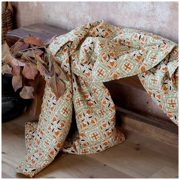 Aix Quilt m/batikmnster, verte og terracotta (130x180)