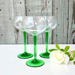 Hvidvinsglas - Alsace, grn fod og ciceleringer