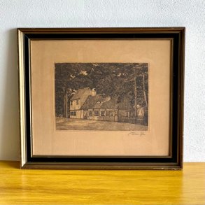 Antik tegning (radering) af Otto Holm 