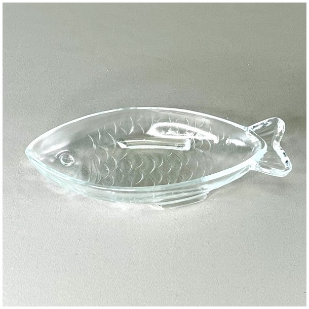 Fisketallerken - retro, klart glas 
