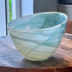 Glasskl med turkisbl swirl 