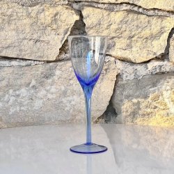 Vinglas - hvidvin, azurbl med ciseleringer