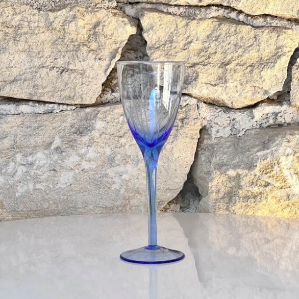 Vinglas - hvidvin, azurbl med ciseleringer