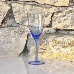 Vinglas - rdvin, azurbl med ciseleringer