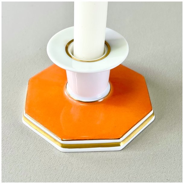 B&G lysestage - orange m/ottekantet fod