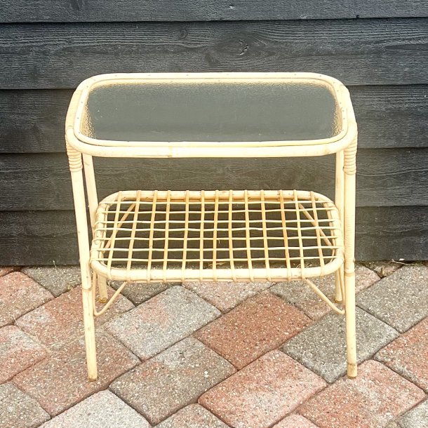 Bambus bord m/hylde og glasplade