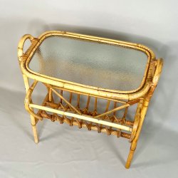 Bambusbord med glasplade