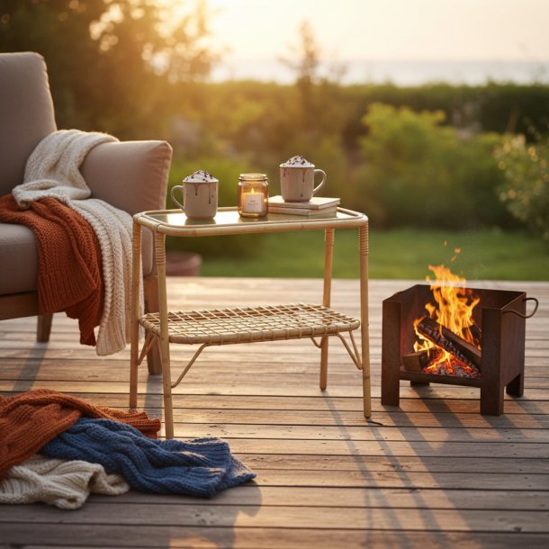 Bambus bord m/hylde og glasplade