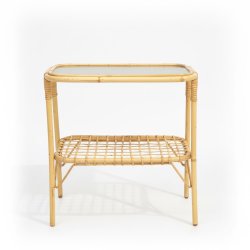 Bambus bord m/hylde og glasplade