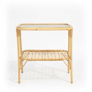 Bambus bord m/hylde og glasplade