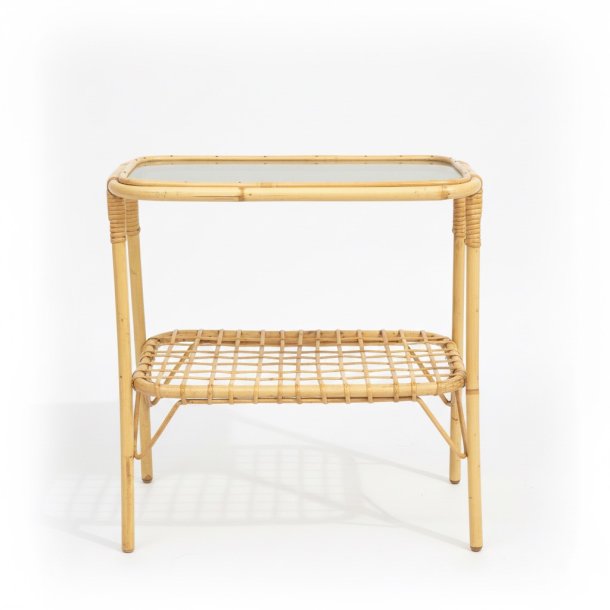 Bambus bord m/hylde og glasplade