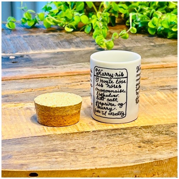 Krydderikrukker - hvid med opskrift