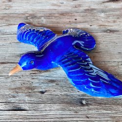 Keramik fugl - bl til vgophng