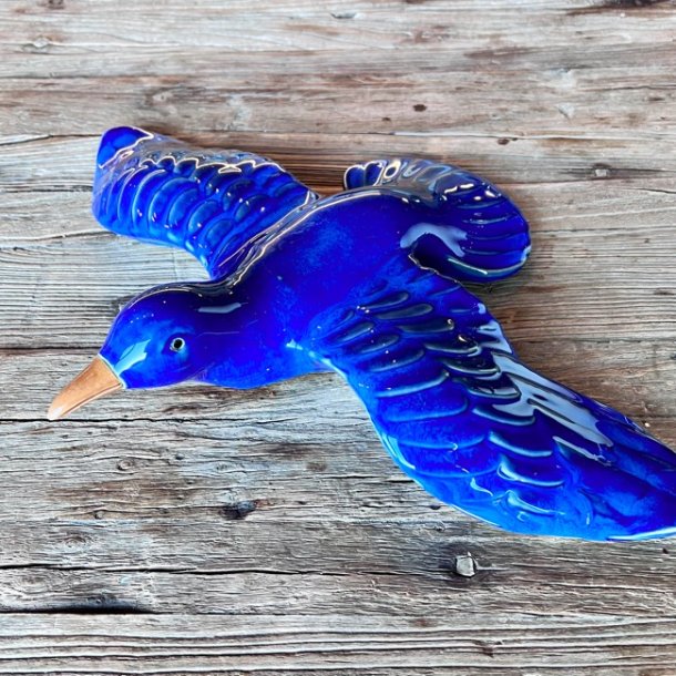 Keramik fugl - bl til vgophng