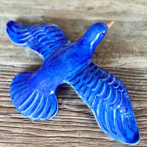 Keramik fugl - bl til vgophng